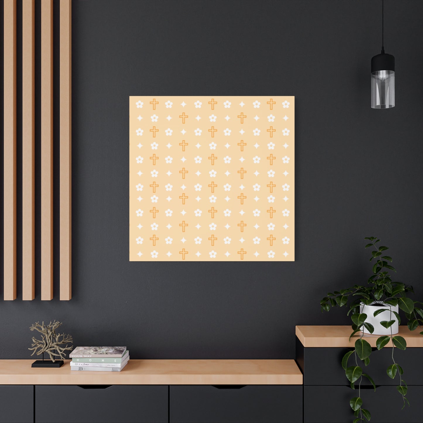 Wall Art Canvas - Creamsicle Daisy Cross Print