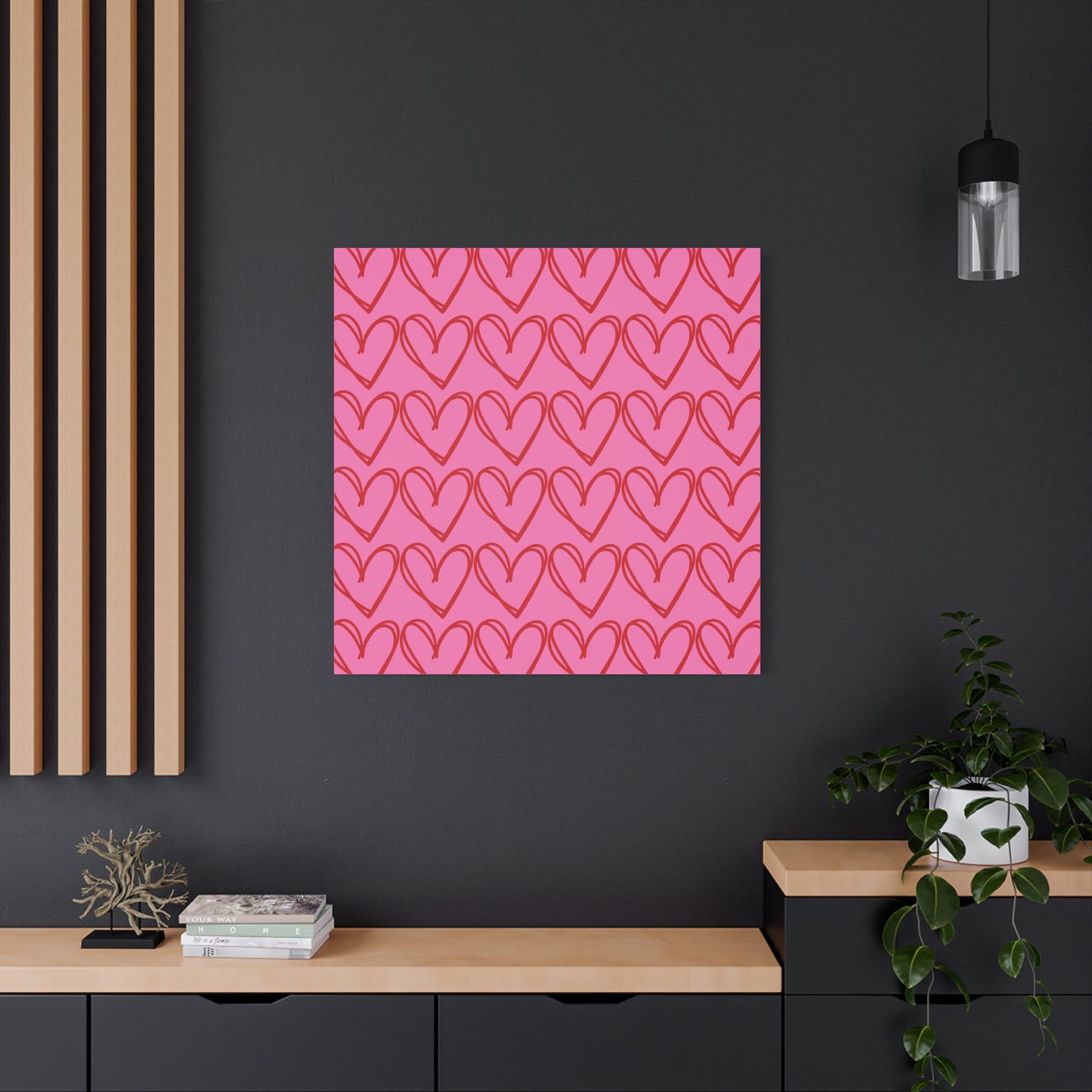 Canvas Wall Art - Pink and Red Hearts
