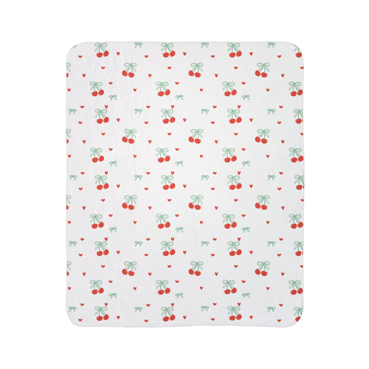 Bow + Cherries - Cozy Print Sherpa Blanket