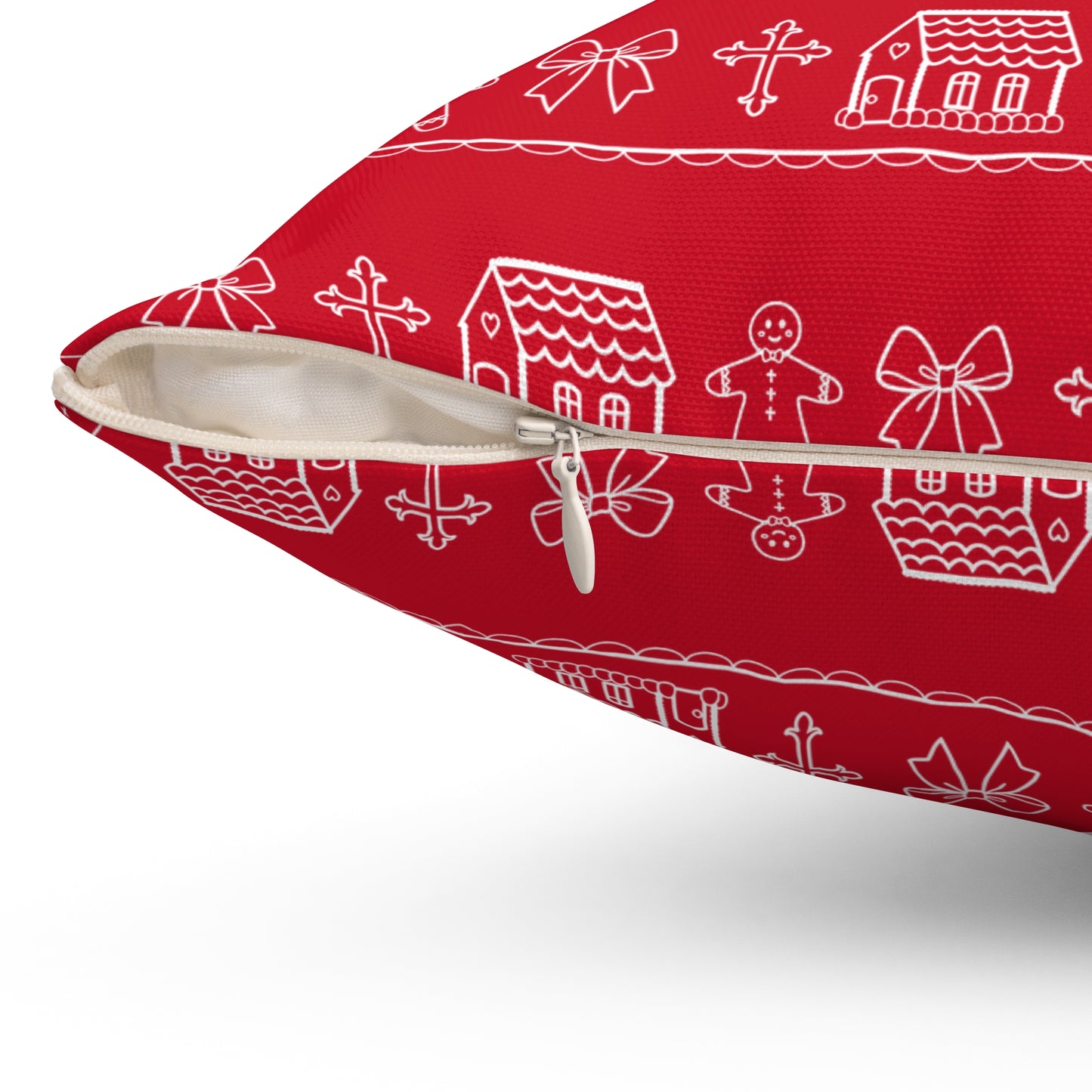 Dark Red Christmas Gingerbread Pillow