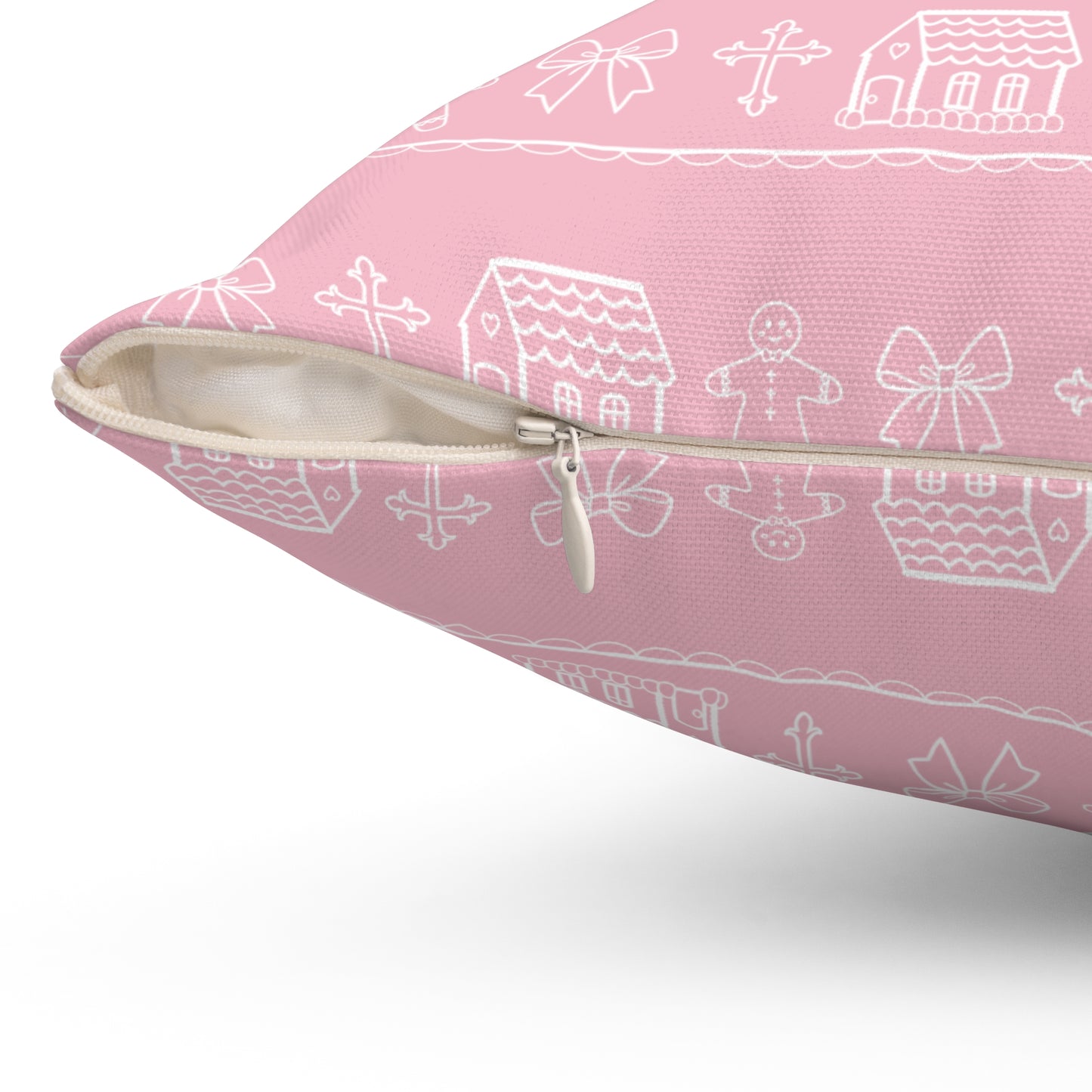 Pink Christmas Gingerbread Pillow