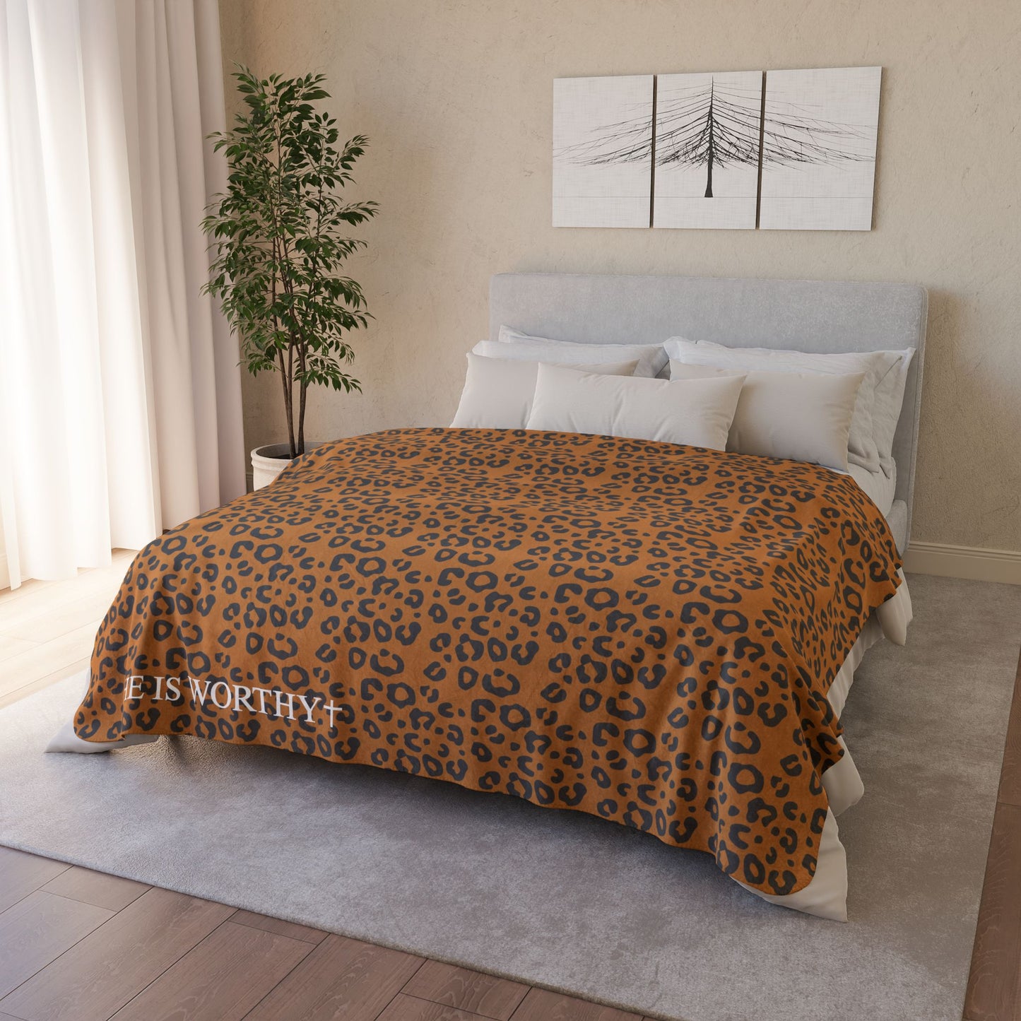 Worthy Leopard - Cozy Print Fleece Sherpa Throw Blanket