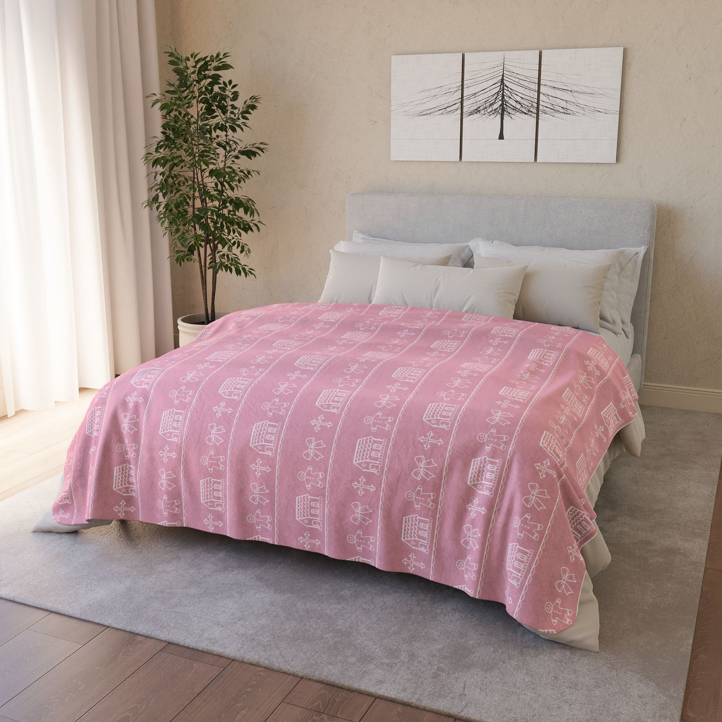 Pink Sherpa Blanket Christmas Gingerbread Christian