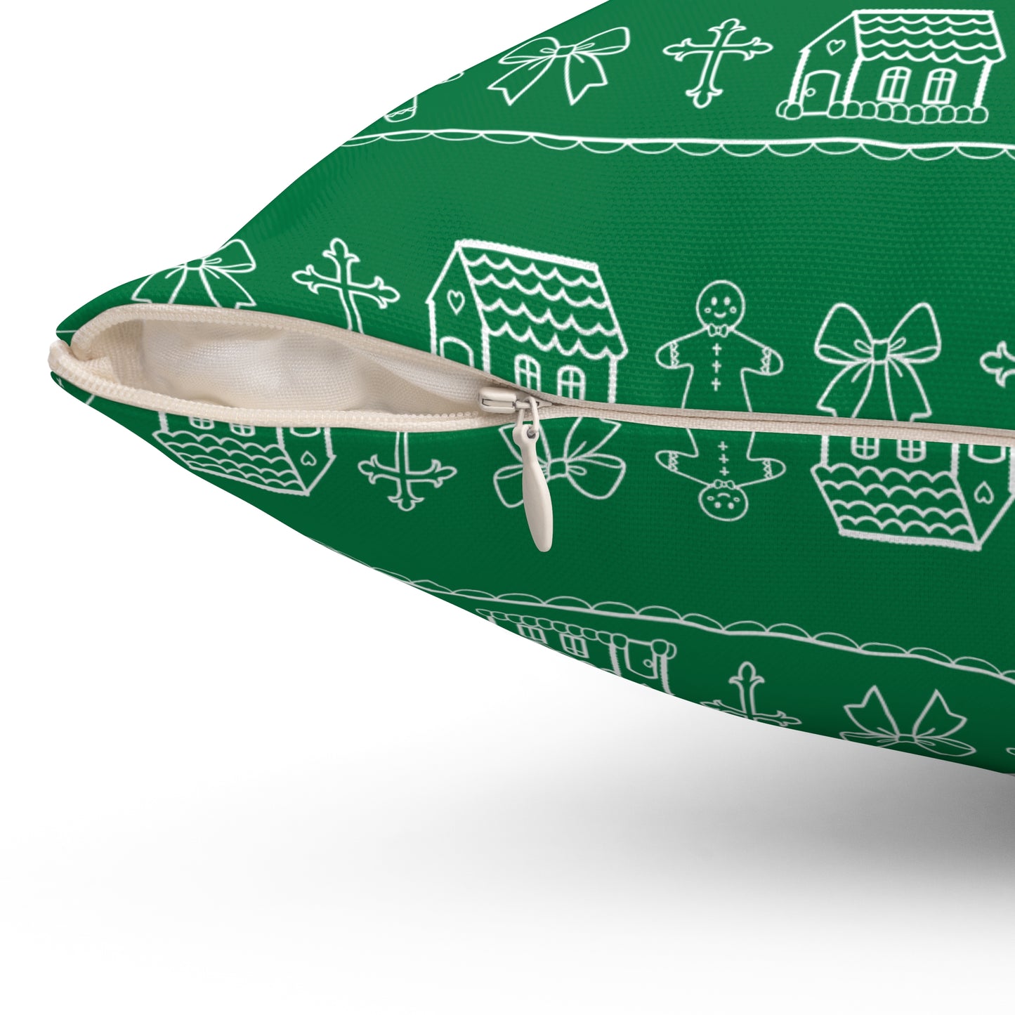 Dark Green Christmas Gingerbread Pillow