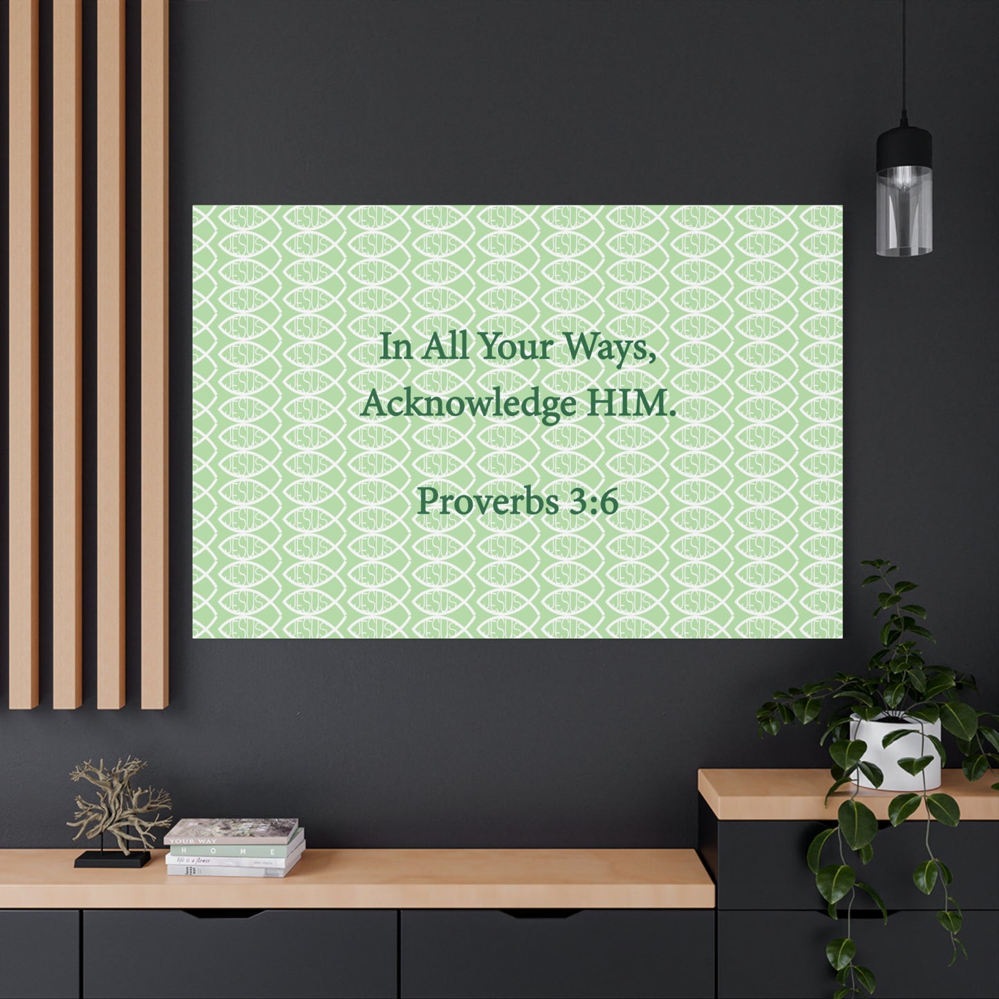 Jesus Fish "Acknowledge Him" - Wall Art Canvas