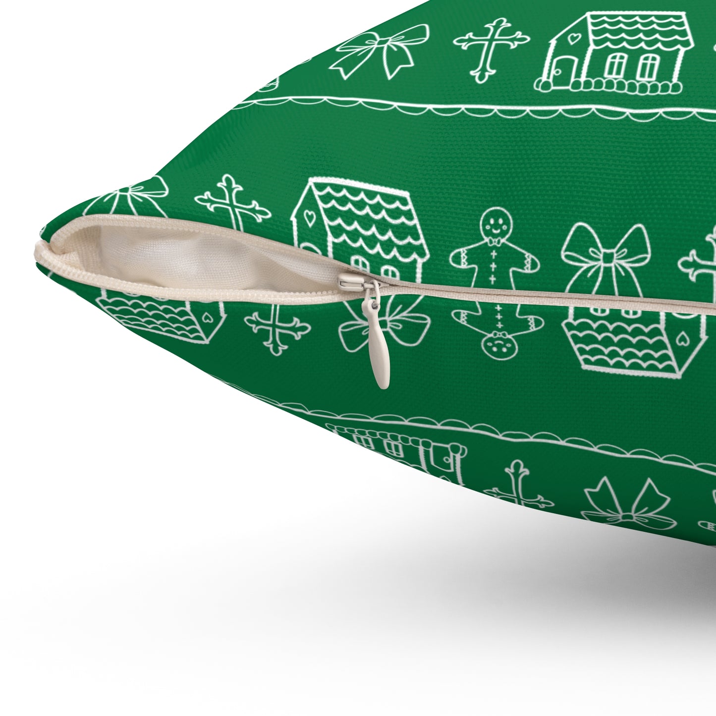 Dark Green Christmas Gingerbread Pillow