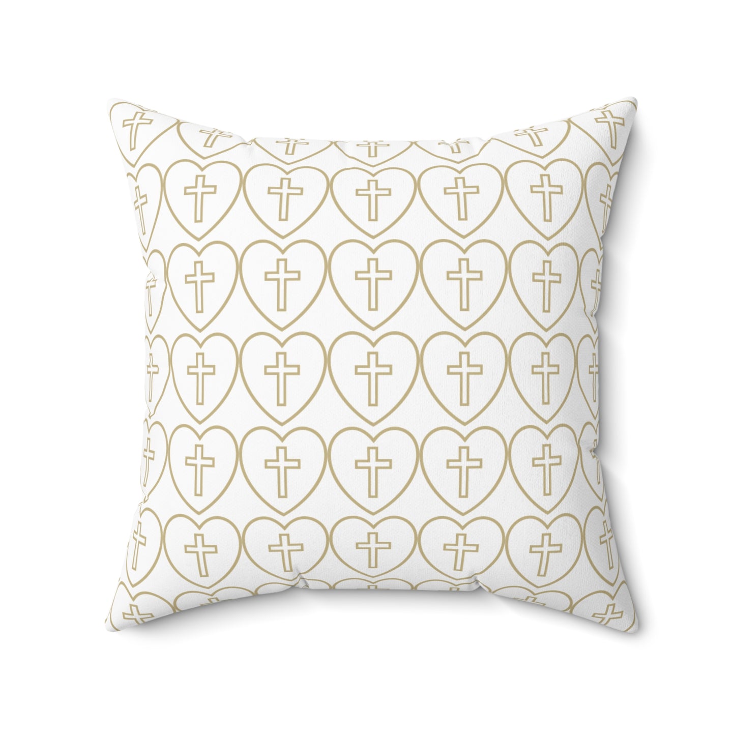 Decorative Throw Pillow - Matching Hearts + Cross Design