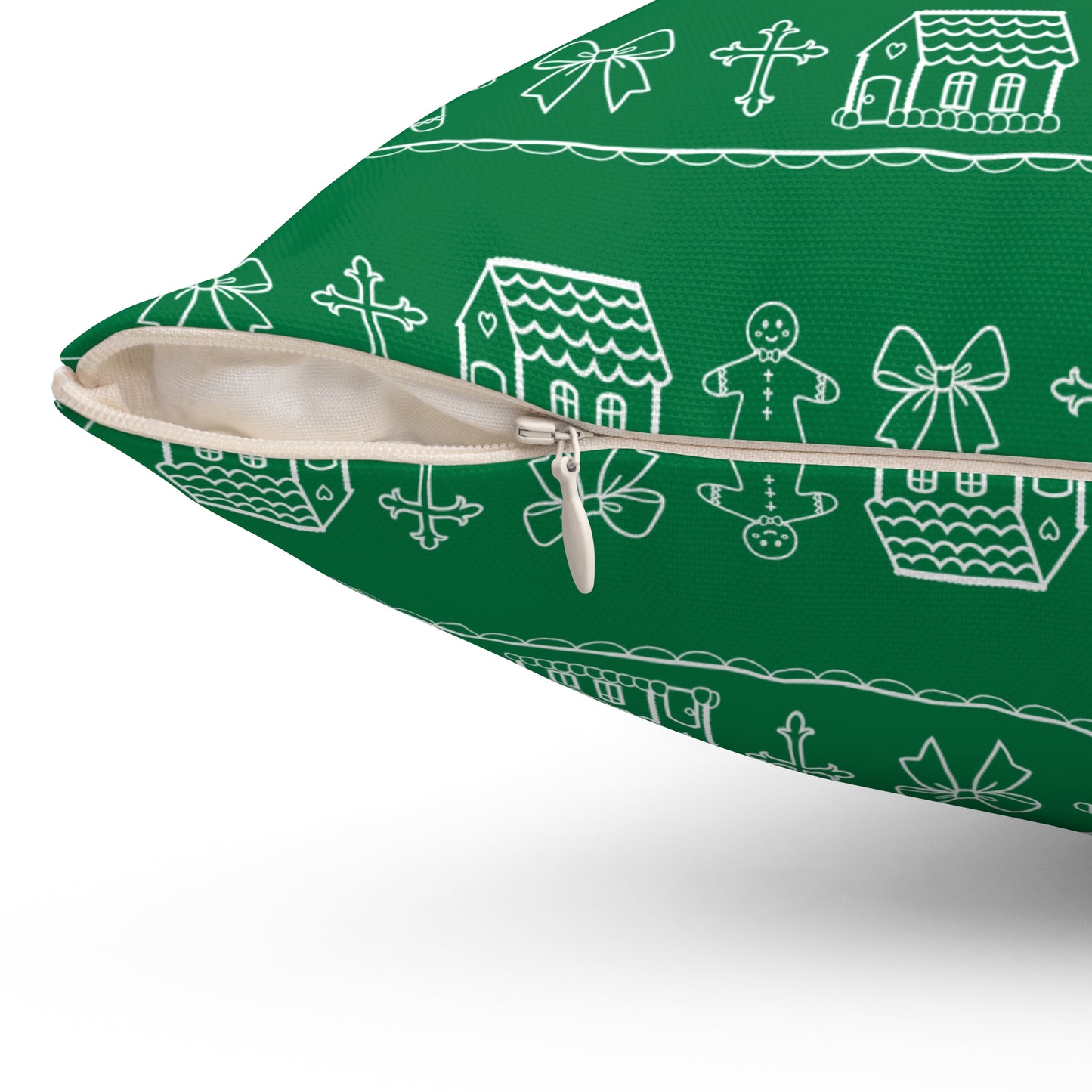 Dark Green Christmas Gingerbread Pillow