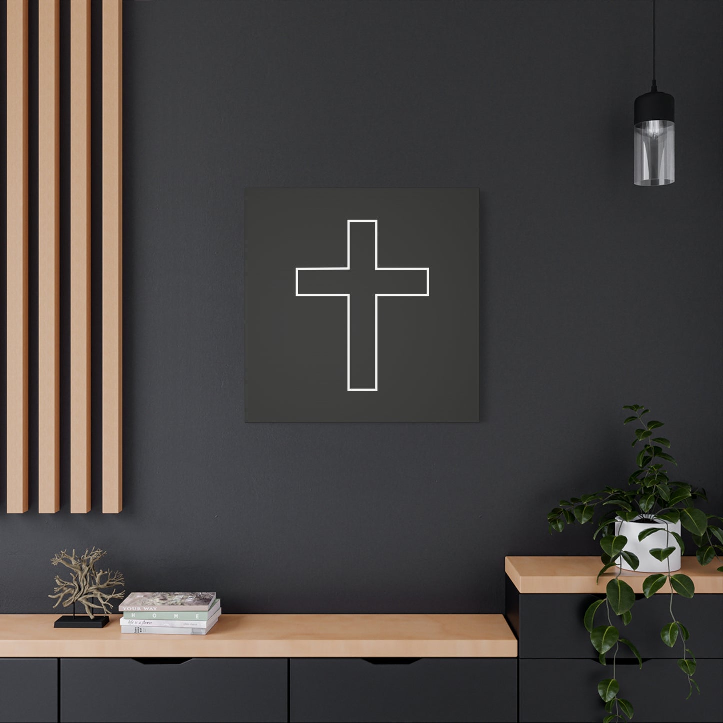 Minimalist Outline Cross - Canvas Wall Art