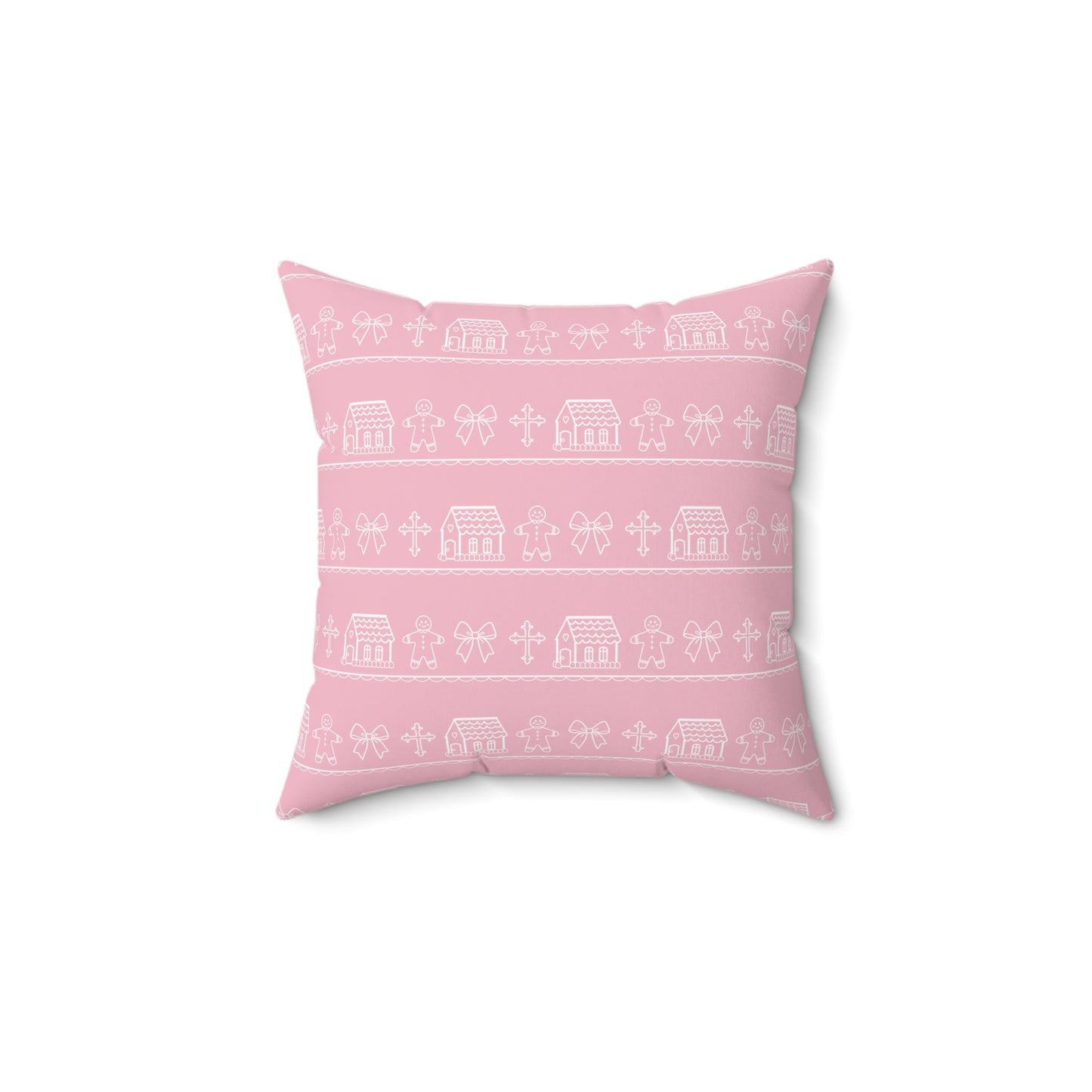 Pink Christmas Gingerbread Pillow