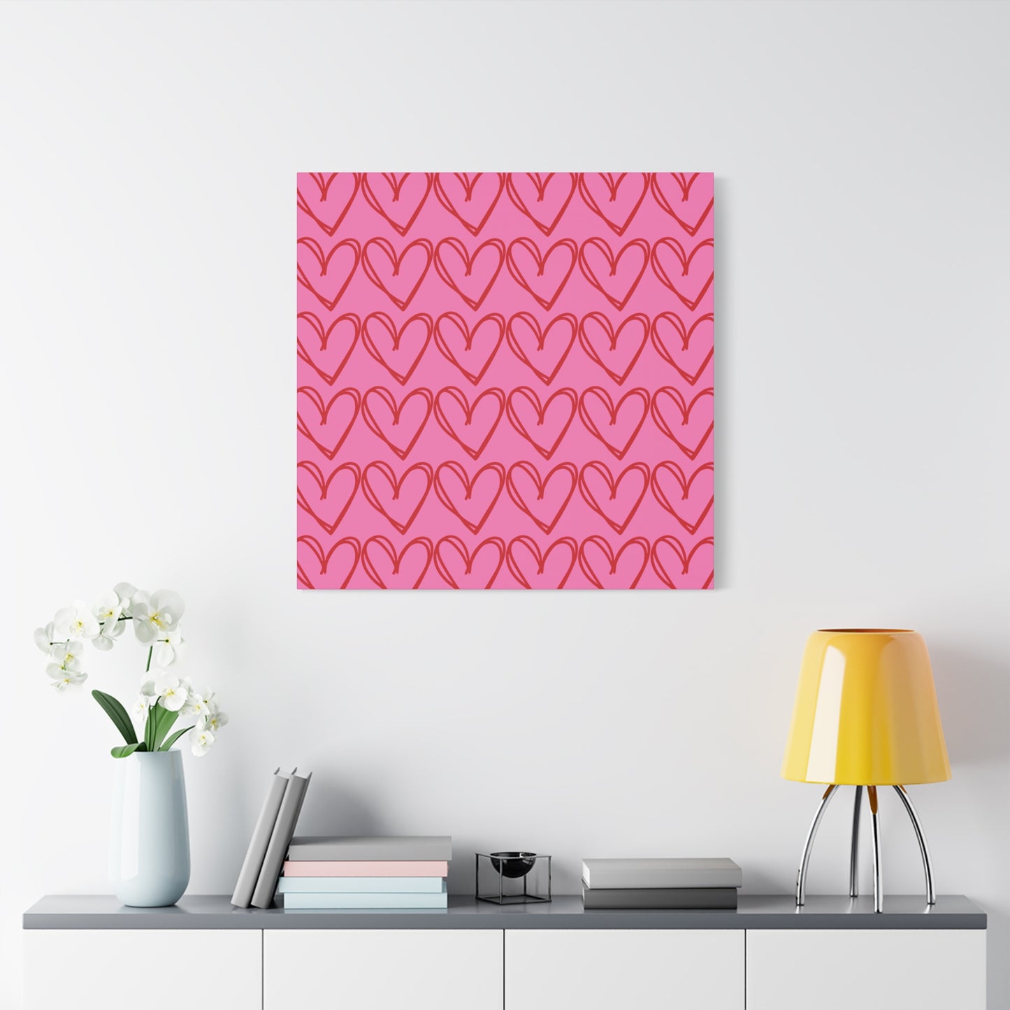 Canvas Wall Art - Pink and Red Hearts