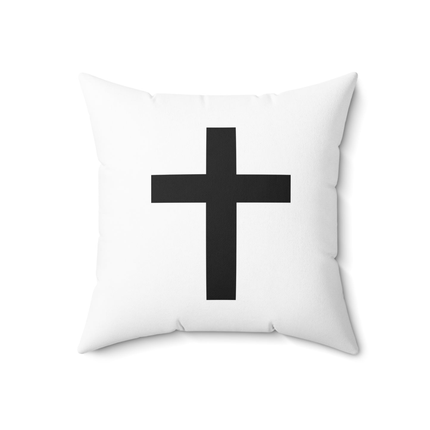 White Square Pillow - Minimalist Cross Decorative Throw Pillow