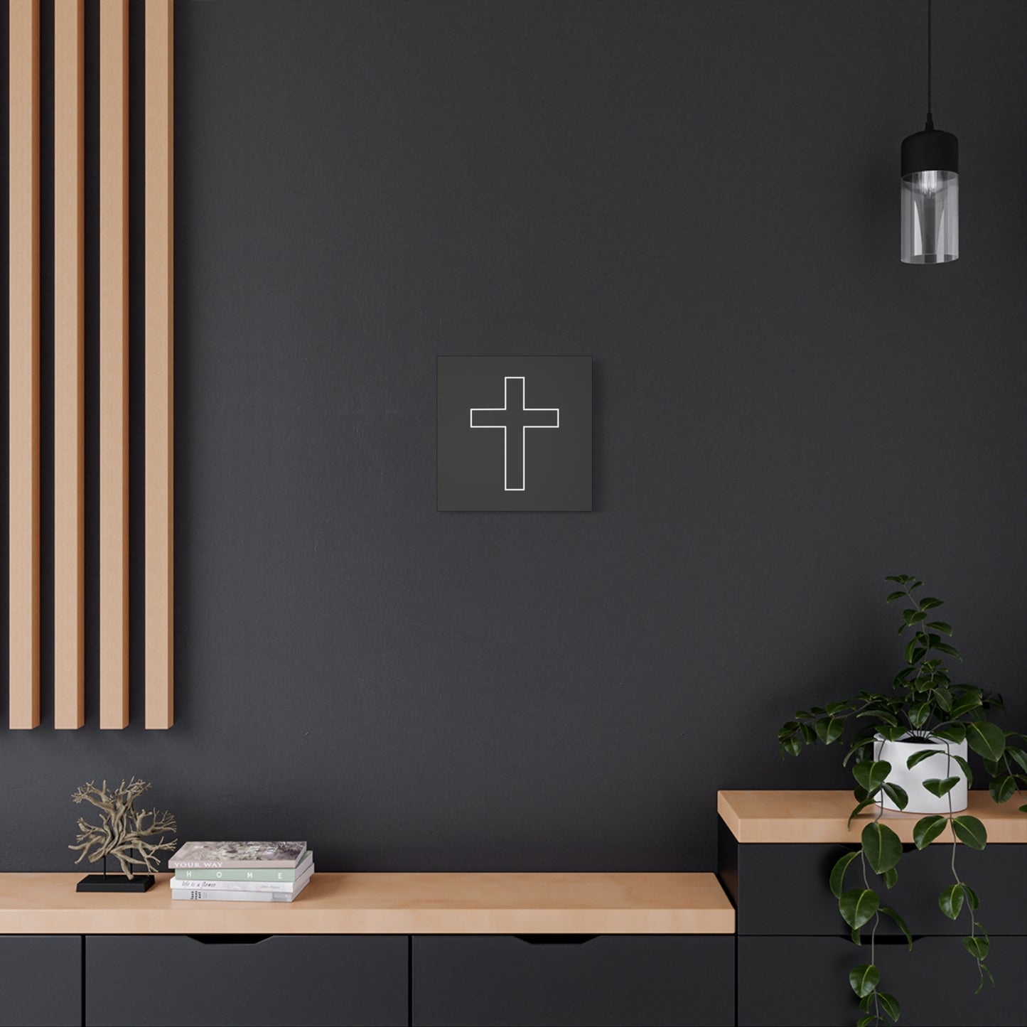 Minimalist Outline Cross - Canvas Wall Art