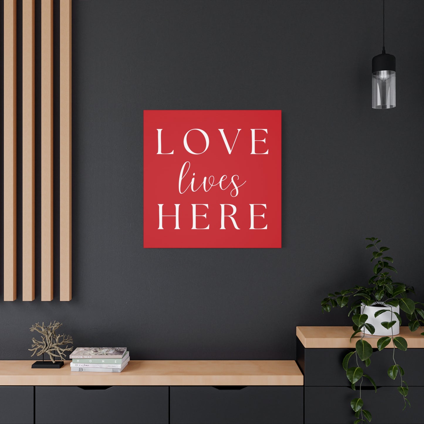 Red and White Wall Art Canvas - Love Lives Here