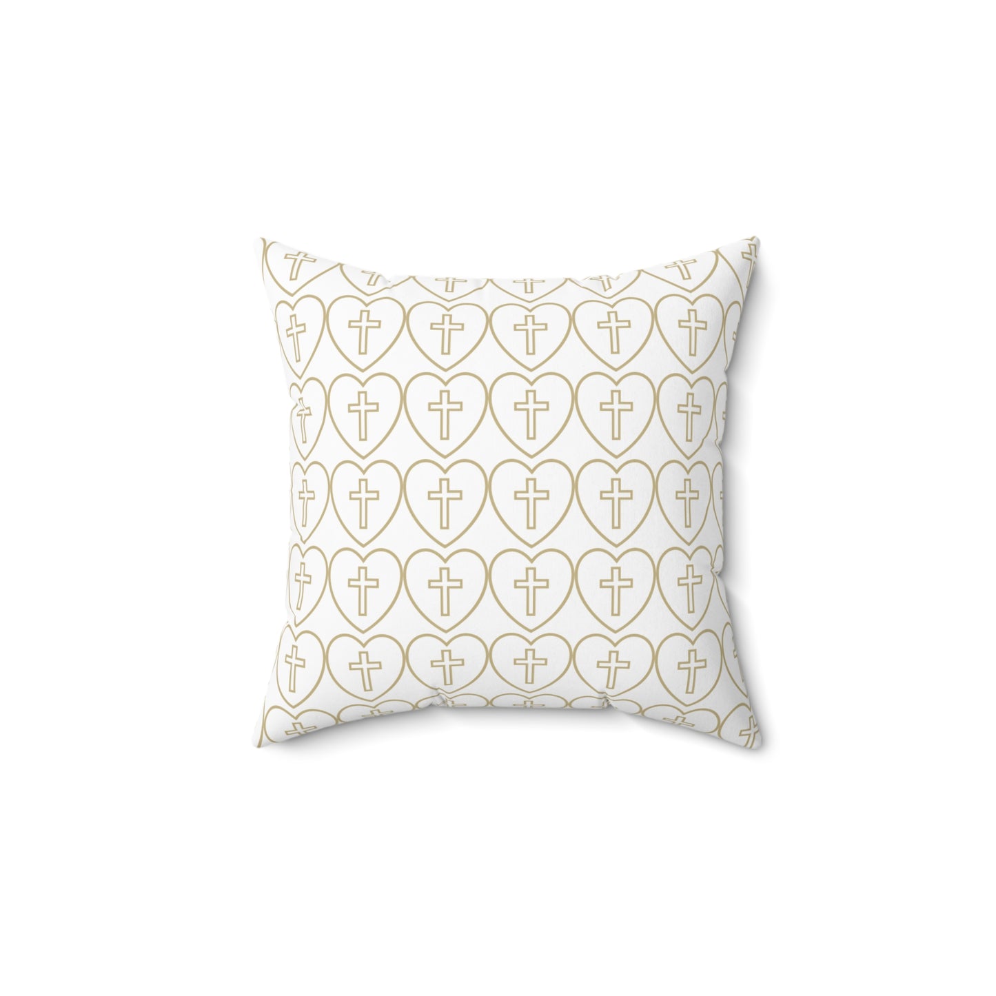 Decorative Throw Pillow - Matching Hearts + Cross Design