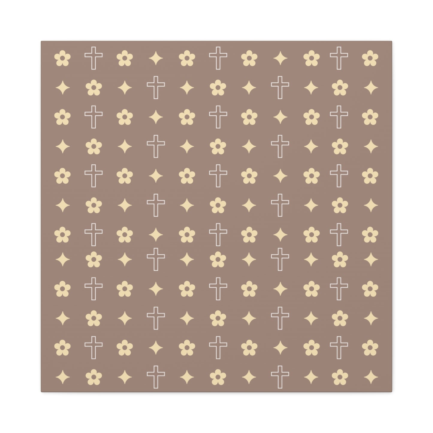 Wall Art Canvas - Mocha Cream Daisy Cross Print