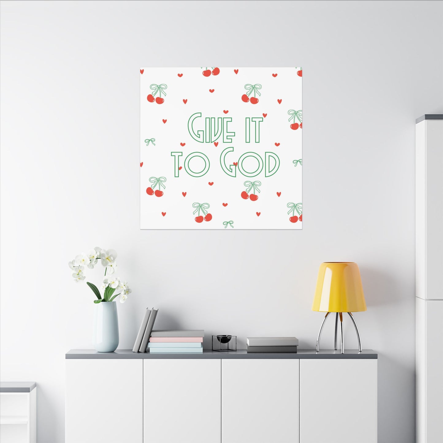 Canvas Artwork - Bows + Cherries "Give it to God"