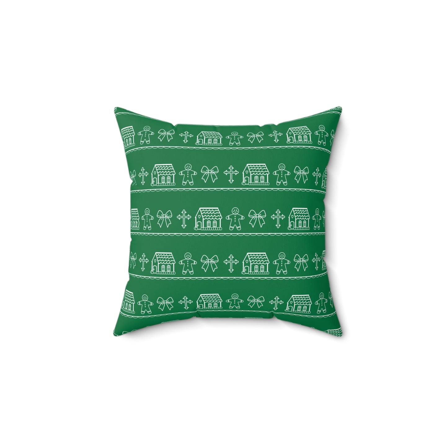Dark Green Christmas Gingerbread Pillow