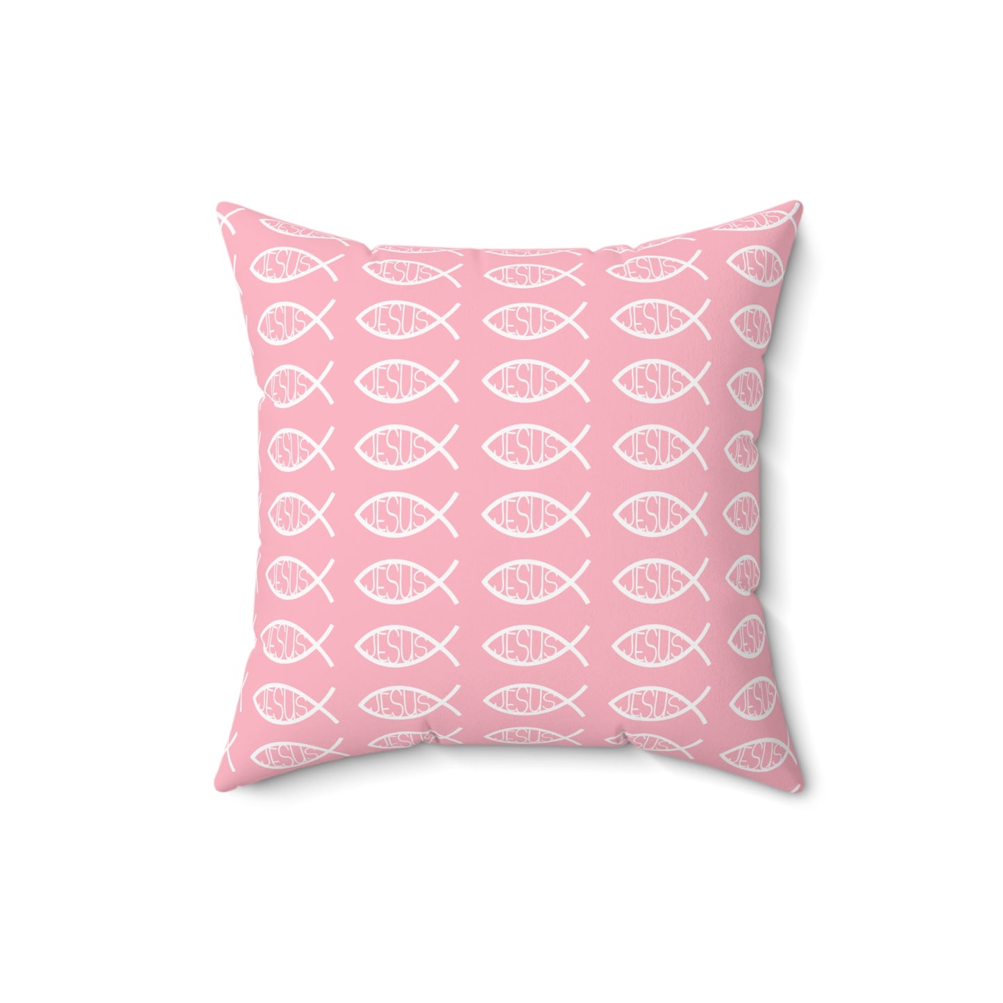 Pink Decorative Throw Pillow - Jesus Fish Matching Design
