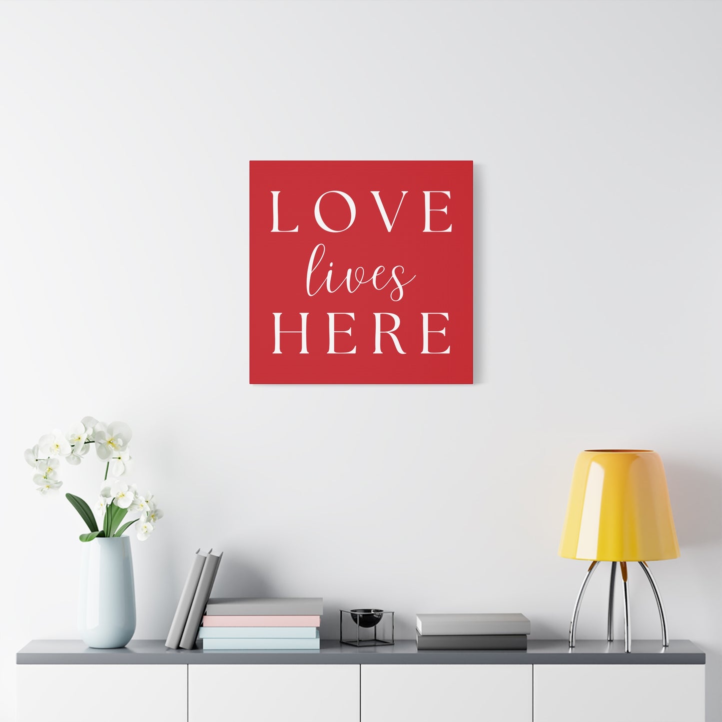 Red and White Wall Art Canvas - Love Lives Here