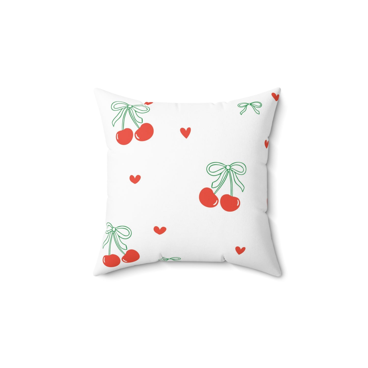Decorative Throw Pillow - Bows + Cherries Print