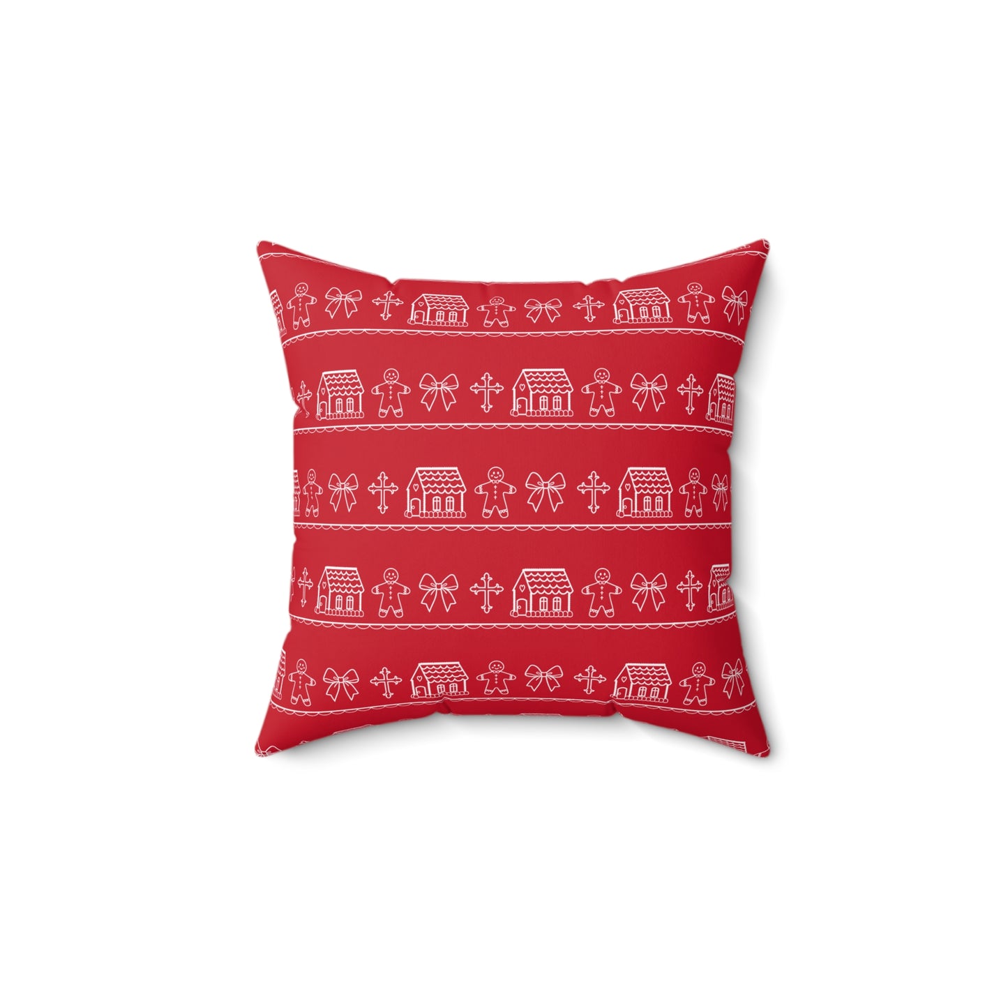 Dark Red Christmas Gingerbread Pillow
