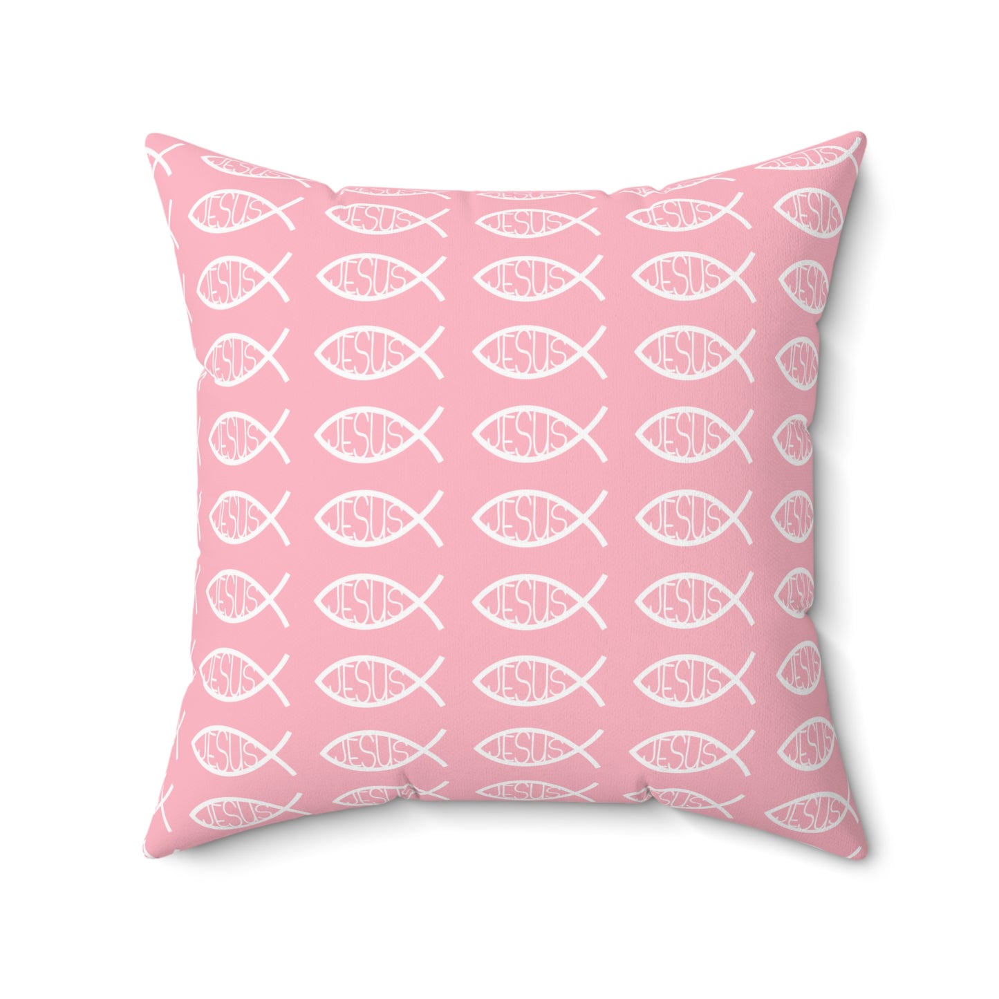 Pink Decorative Throw Pillow - Jesus Fish Matching Design