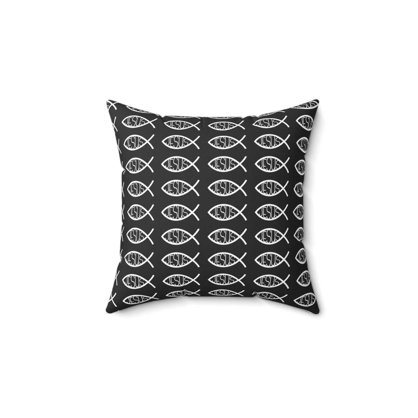 Decorative Throw Pillow - Black and White Jesus Fish Matching Design