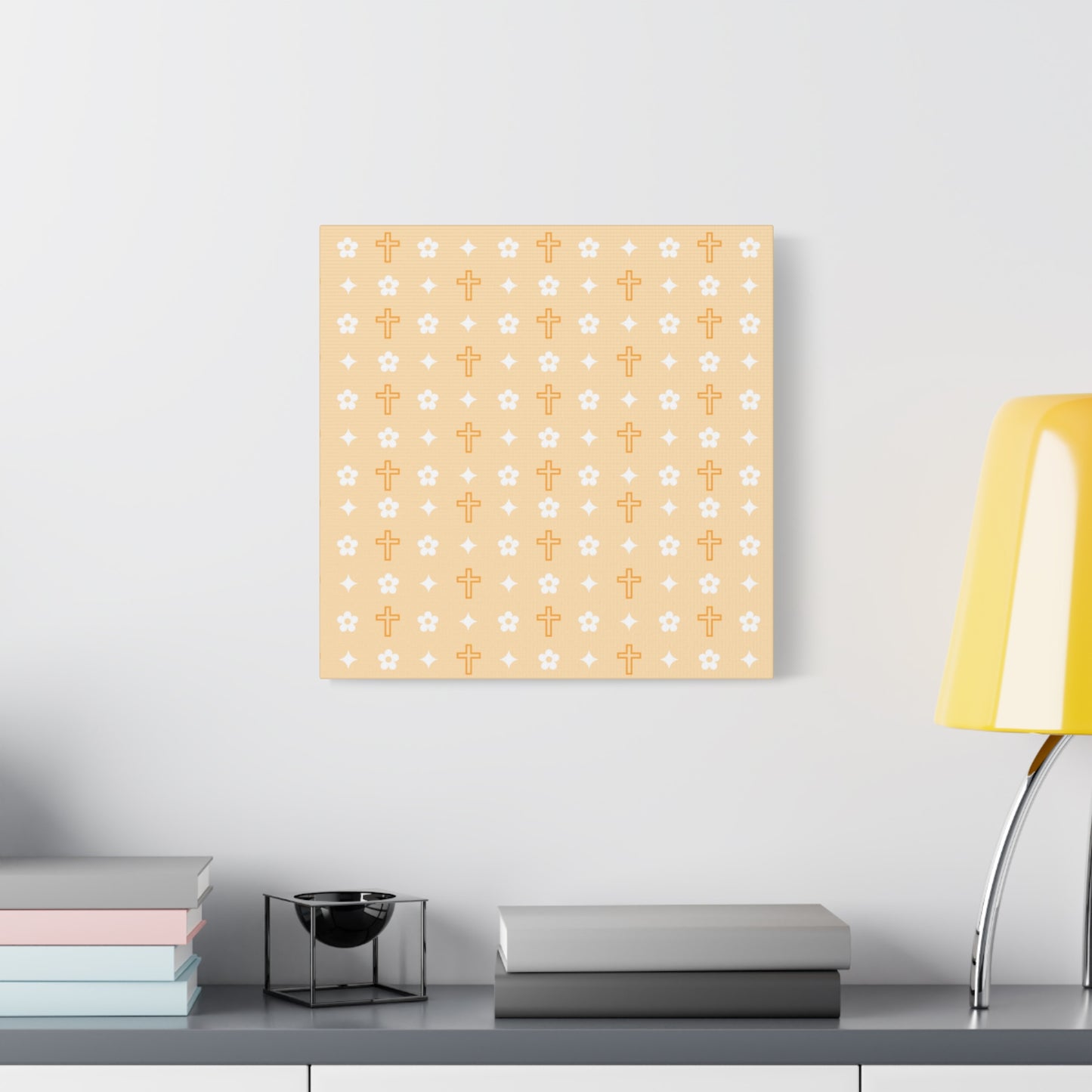 Wall Art Canvas - Creamsicle Daisy Cross Print