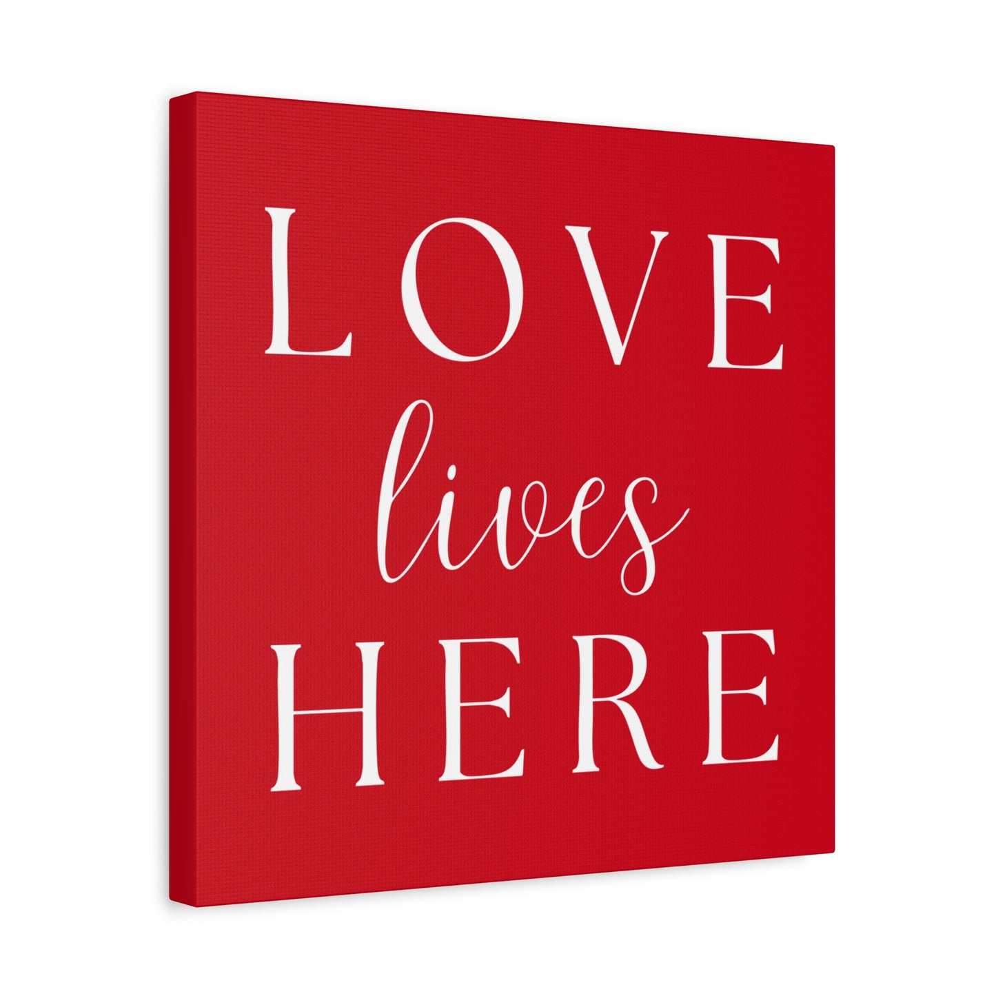 Red and White Wall Art Canvas - Love Lives Here