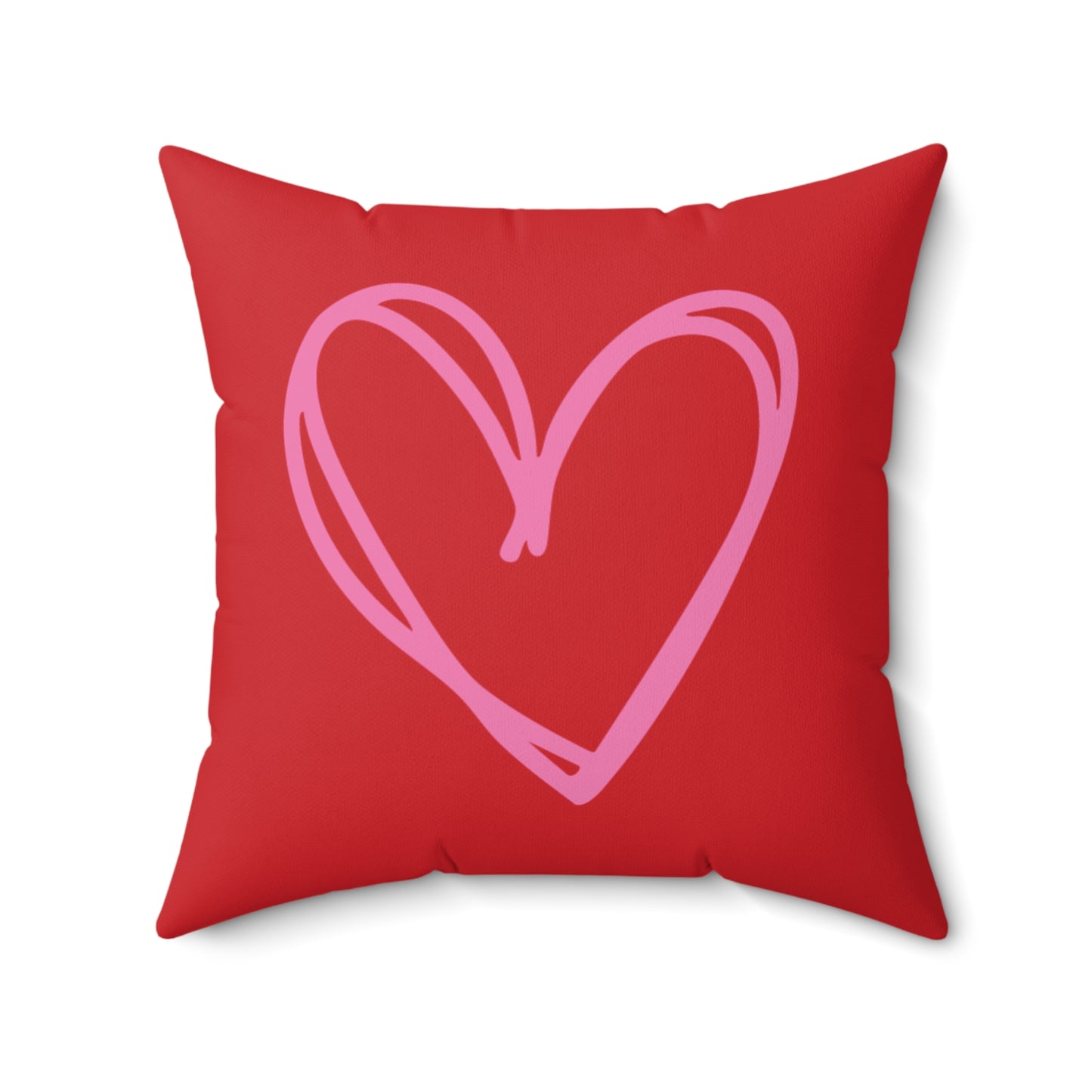 Scribbled Heart Red Pillow