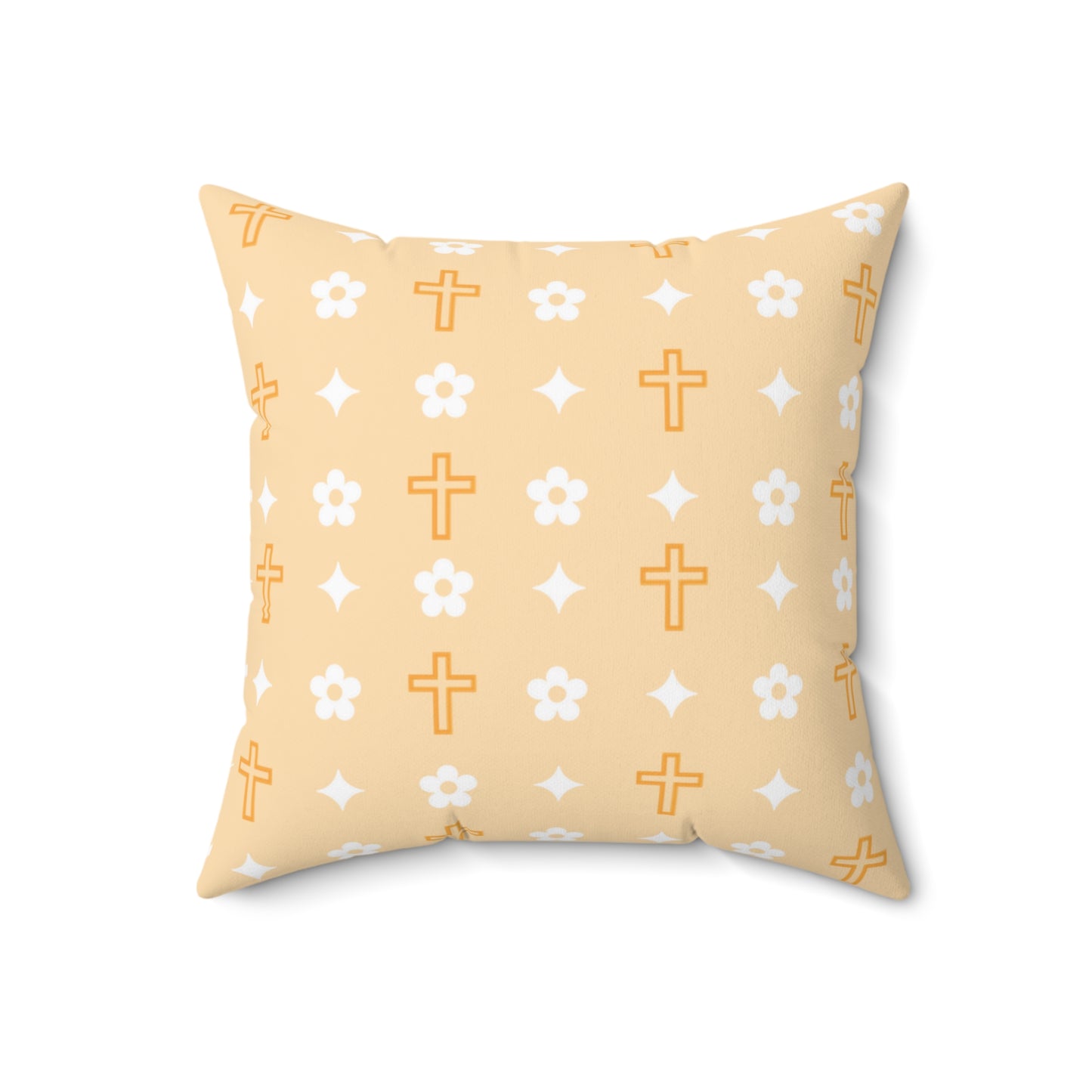 Decorative Throw Pillow - Creamsicle Daisy Cross Print