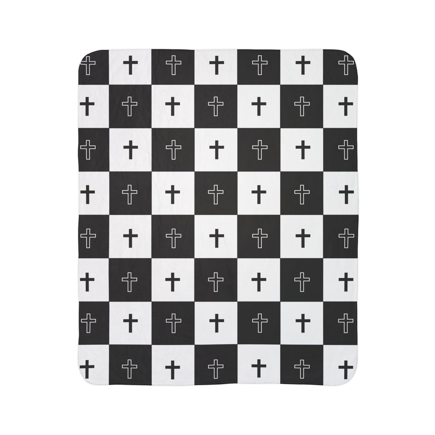 Checkered Cross Fleece Sherpa Blanket