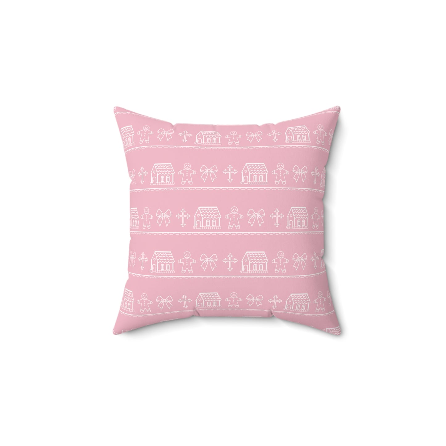 Pink Christmas Gingerbread Pillow