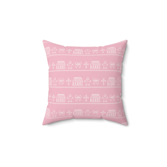 Pink Christmas Gingerbread Pillow