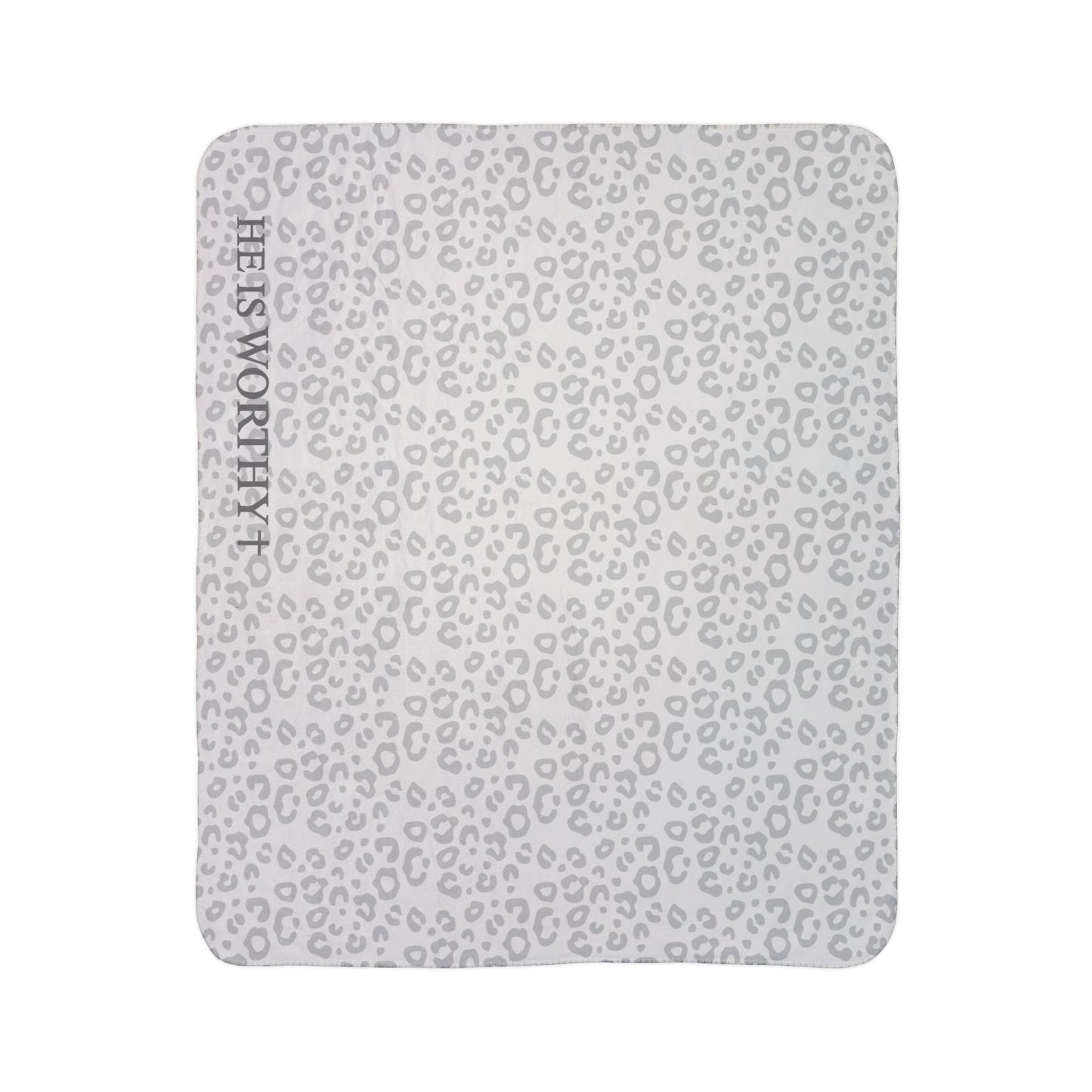 Light Grey Worthy Leopard Cozy Fleece Sherpa Blanket