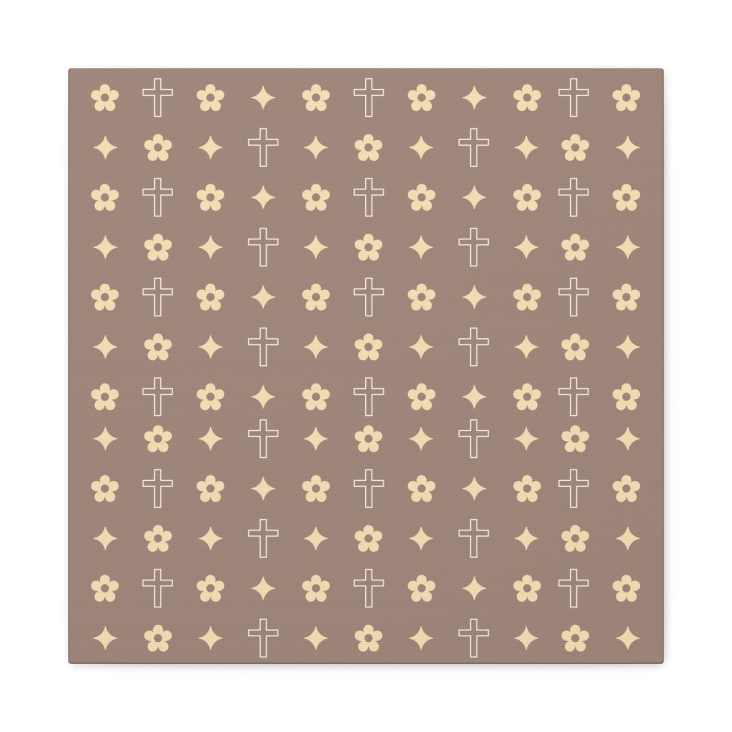 Wall Art Canvas - Mocha Cream Daisy Cross Print