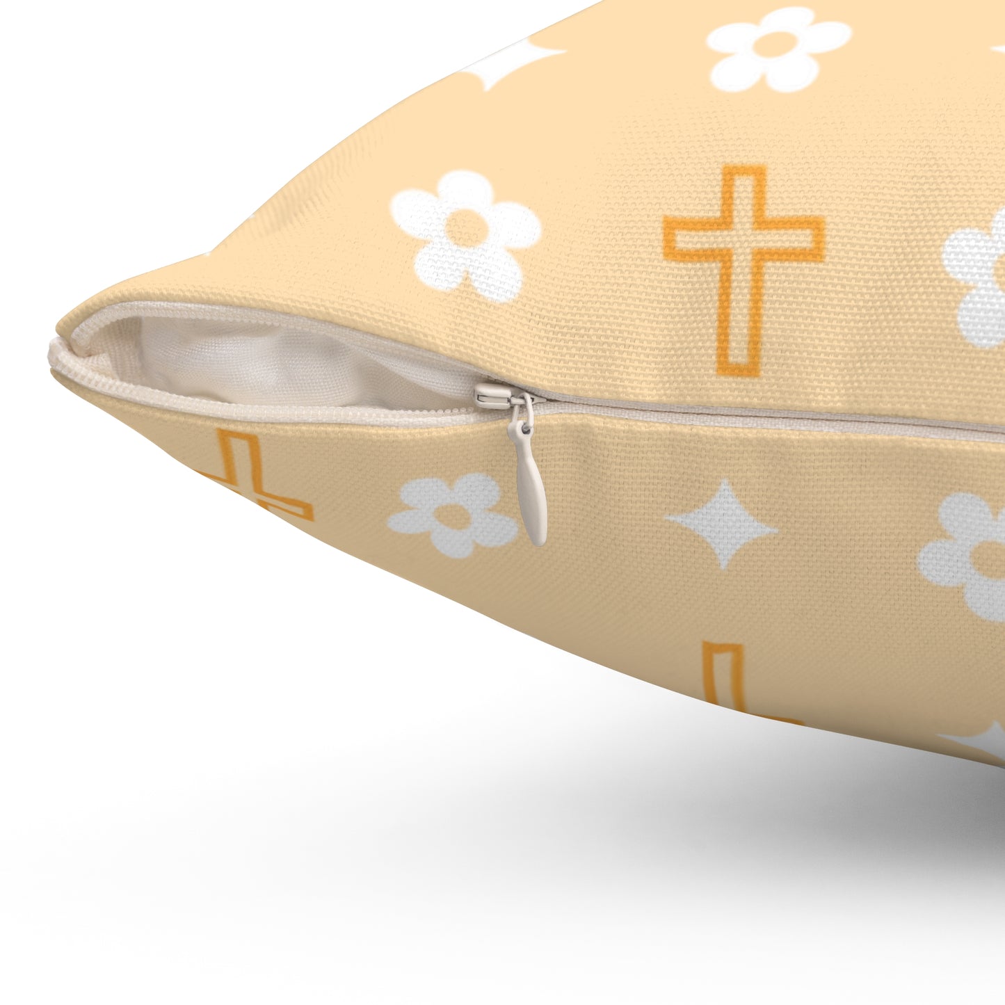 Decorative Throw Pillow - Creamsicle Daisy Cross Print
