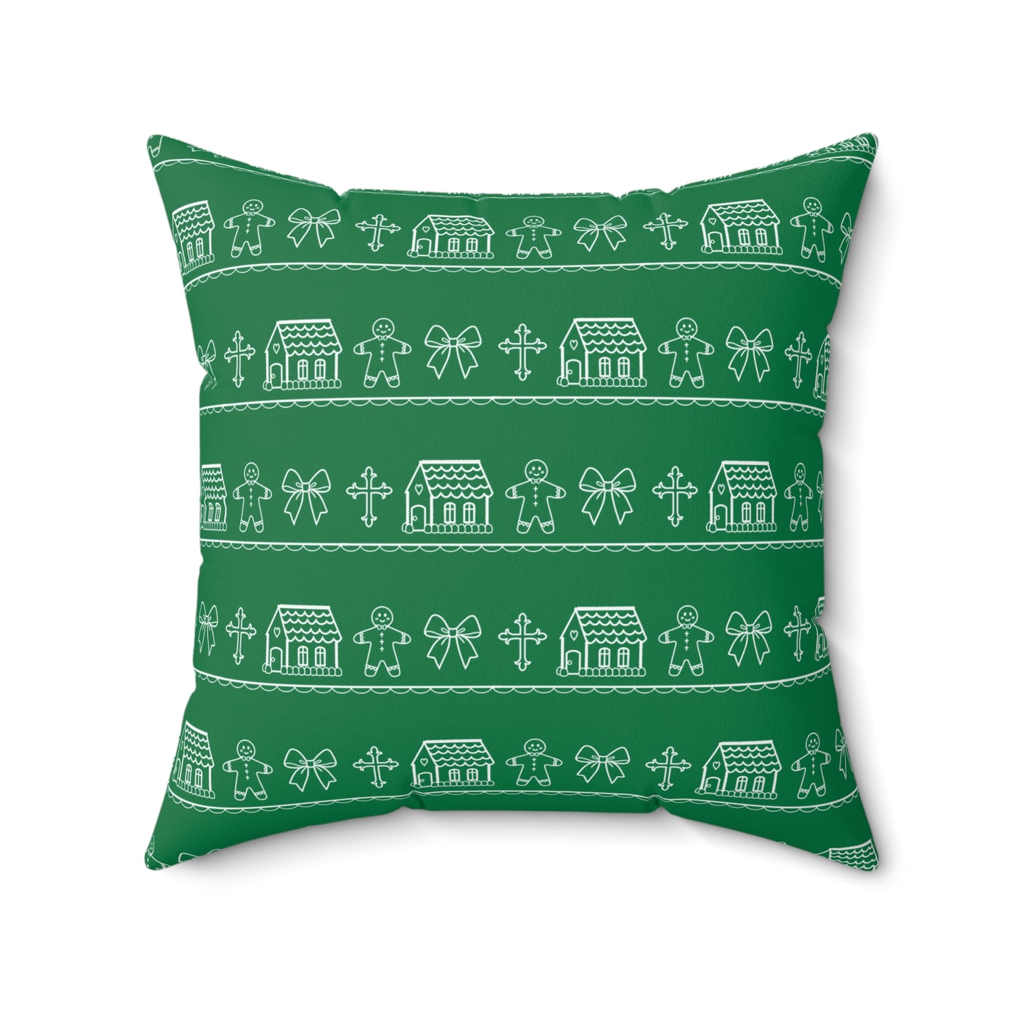 Dark Green Christmas Gingerbread Pillow