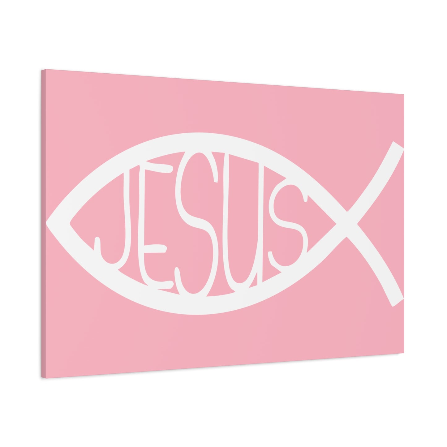 Pink Jesus Fish - Wall Art Canvas