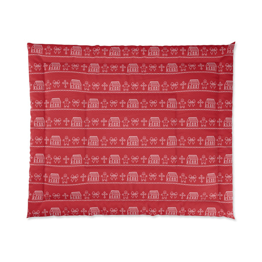 Dark Red Christmas Gingerbread Comforter