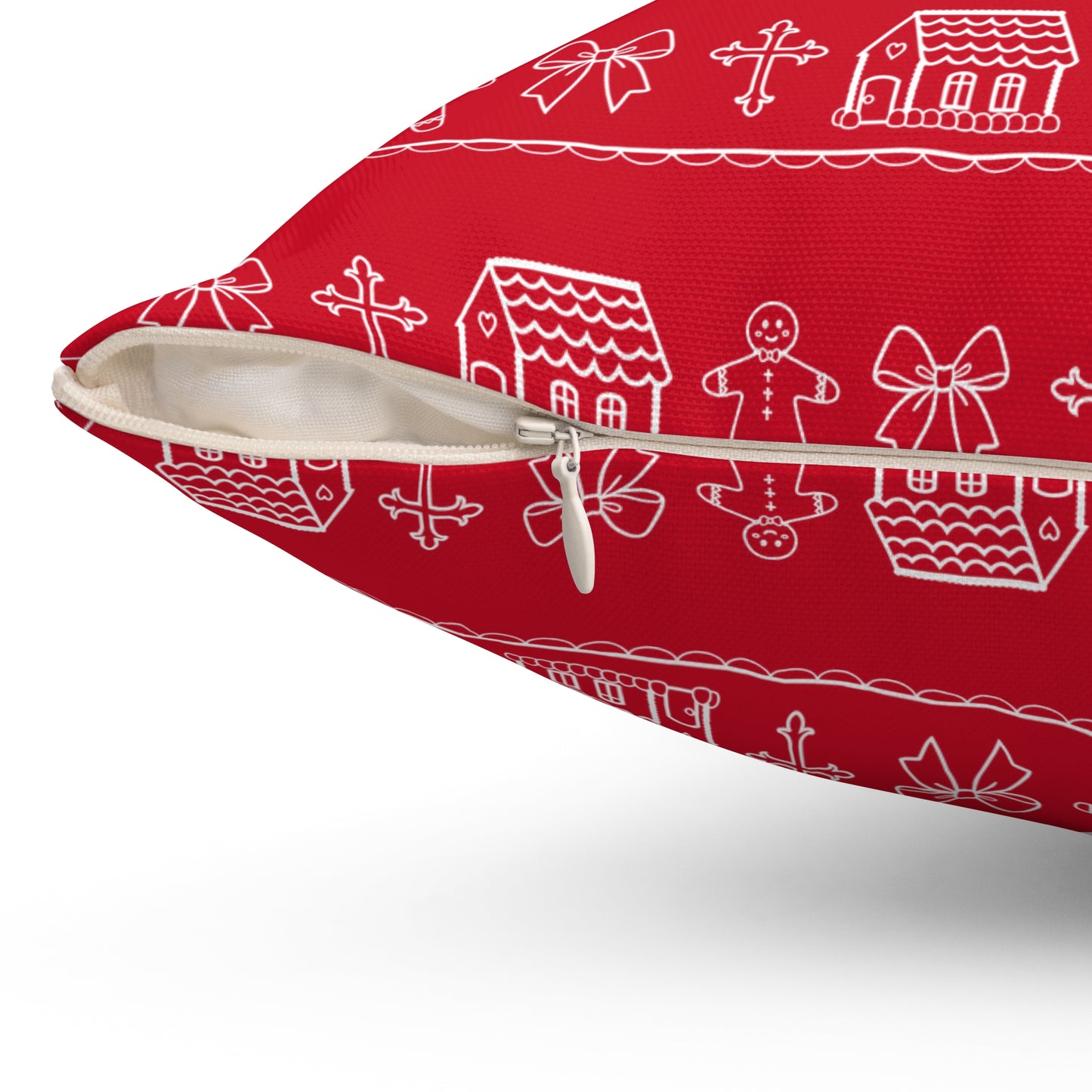 Dark Red Christmas Gingerbread Pillow