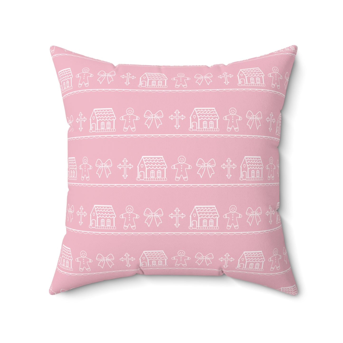 Pink Christmas Gingerbread Pillow
