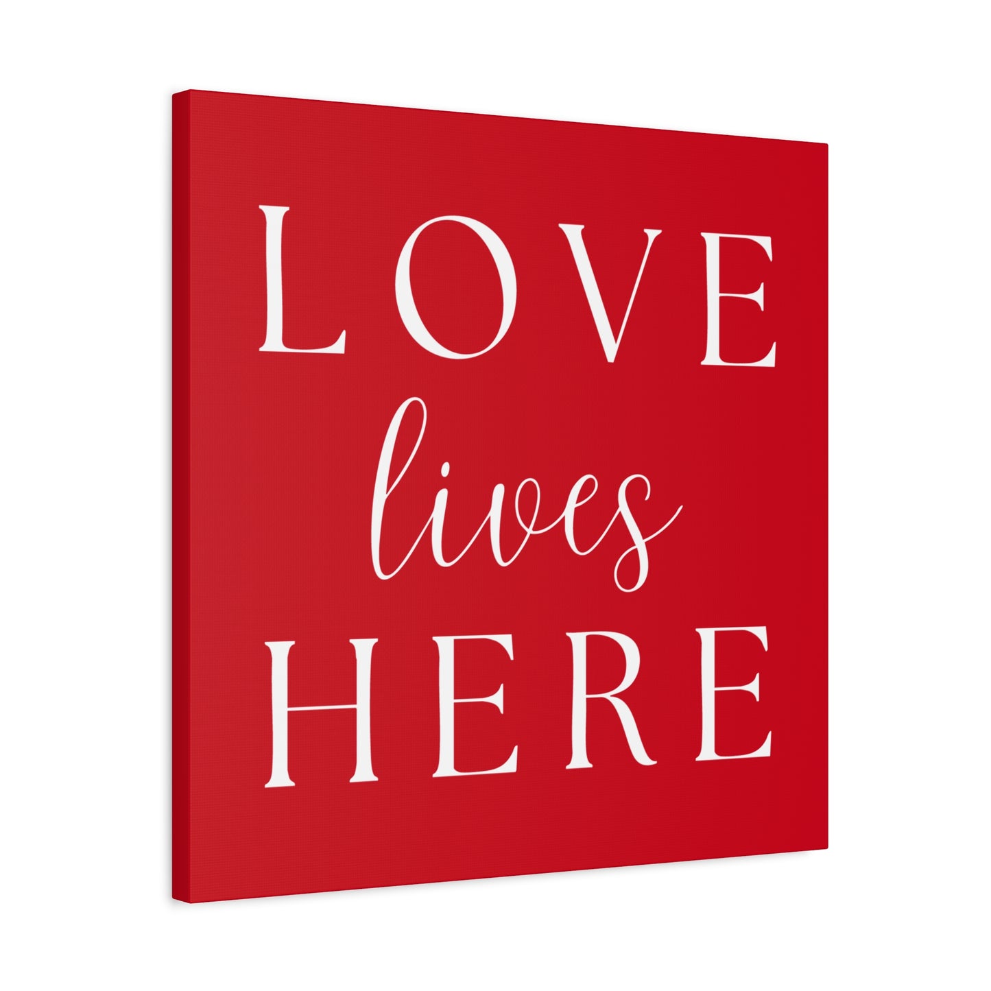 Red and White Wall Art Canvas - Love Lives Here