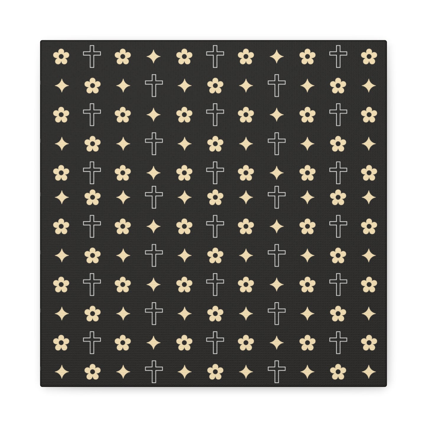 Wall Art Canvas - Black and White Daisy Cross Print