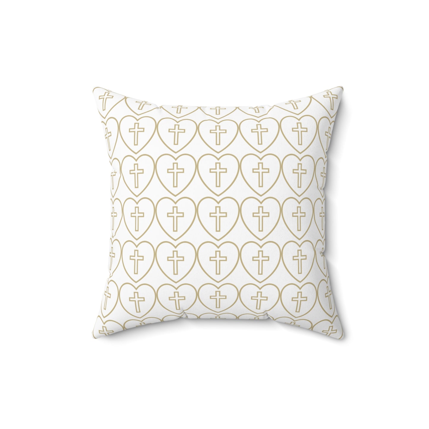 Decorative Throw Pillow - Matching Hearts + Cross Design
