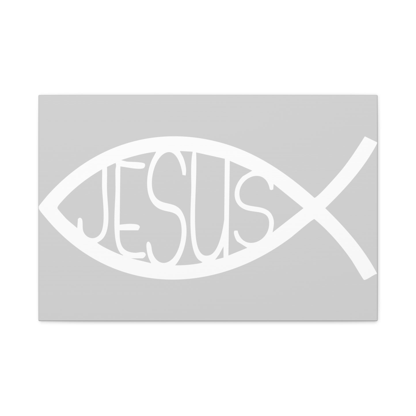 Grey and WhiteJesus Fish - Wall Art Canvas