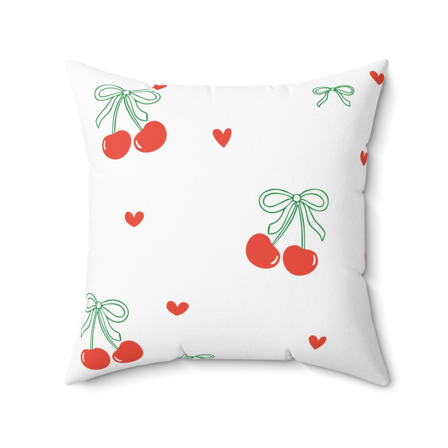 Decorative Throw Pillow - Bows + Cherries Print
