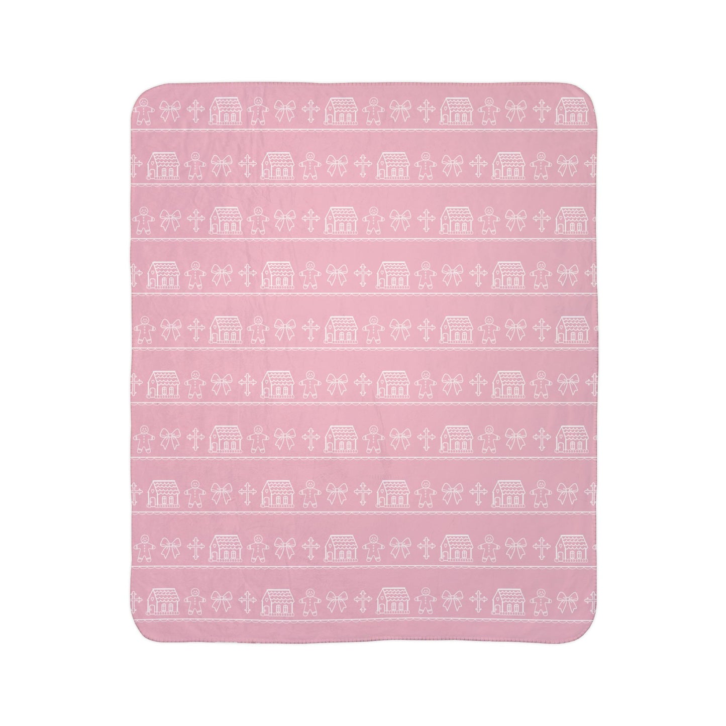 Pink Sherpa Blanket Christmas Gingerbread Christian