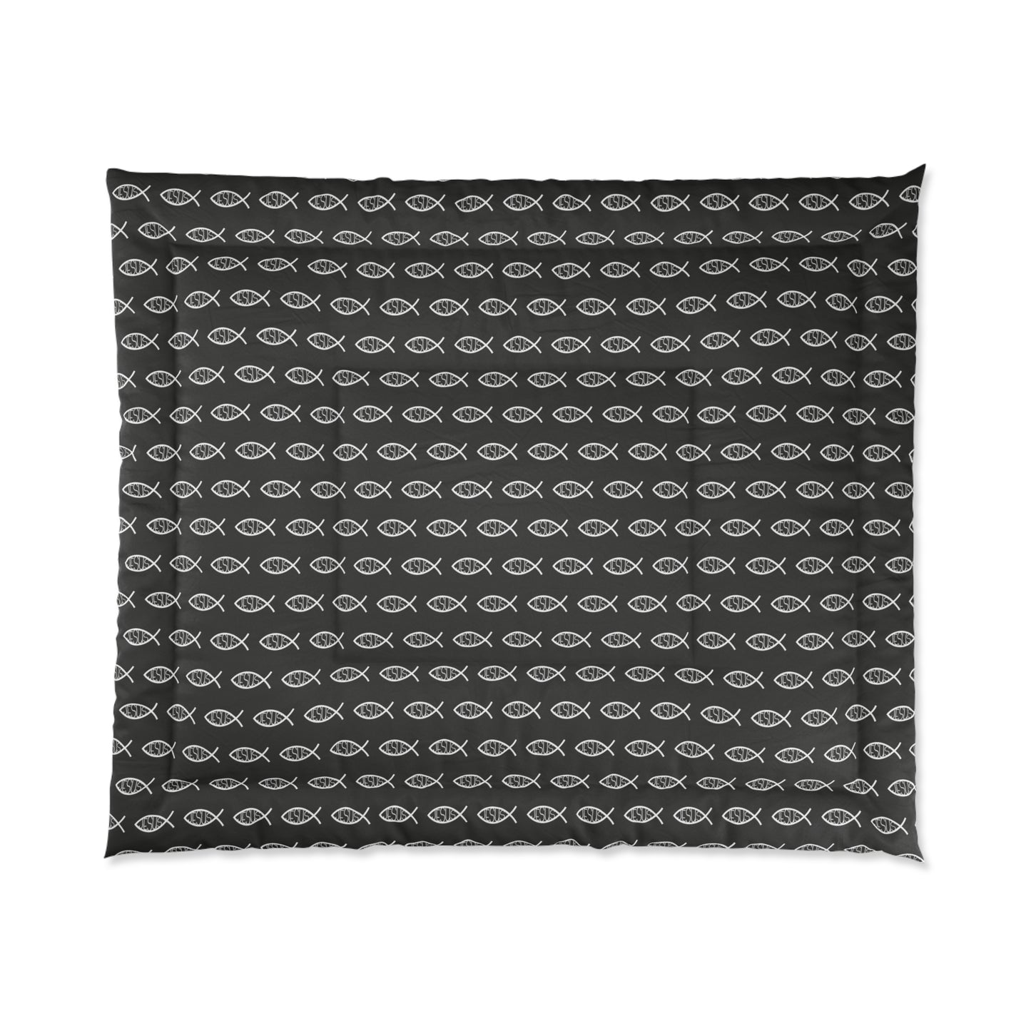 Black and White Jesus Fish Comforter